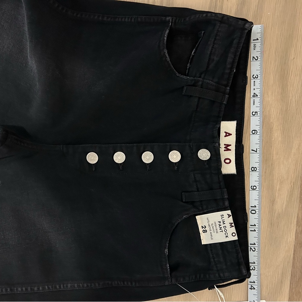 AMO Women's Slim Dock Pant, Black Magic, High Rise skinny,28, NWT, Anthropologie - Picture 4 of 6